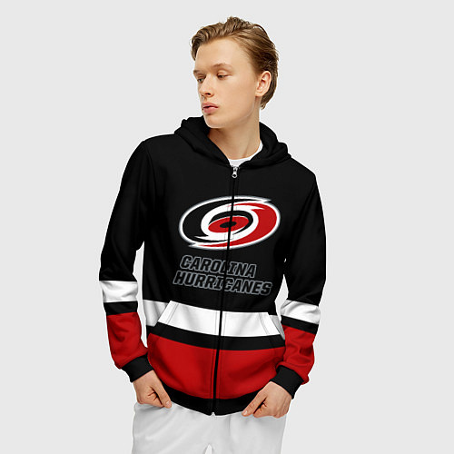 Мужская толстовка на молнии Каролина Харрикейнз / 3D-Черный – фото 3