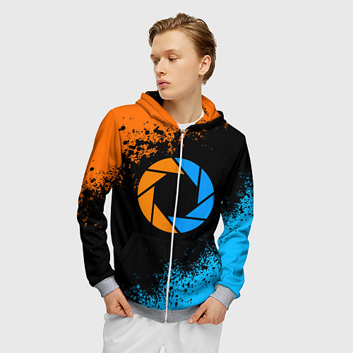 Мужская толстовка на молнии PORTAL / 3D-Меланж – фото 3