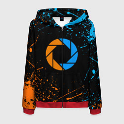 Толстовка 3D на молнии мужская PORTAL, цвет: 3D-красный