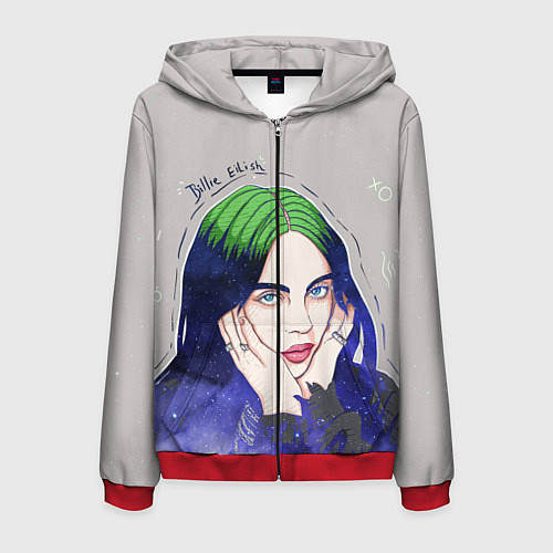 Мужская толстовка на молнии BILLIE EILISH / 3D-Красный – фото 1