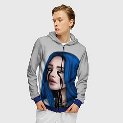 Толстовка 3D на молнии мужская BILLIE EILISH, цвет: 3D-синий — фото 2