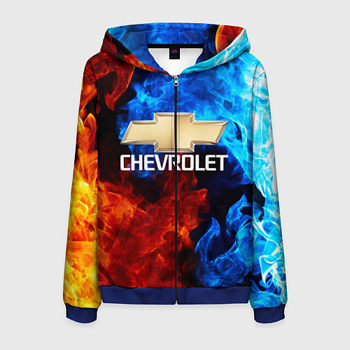 Мужская толстовка на молнии CHEVROLET / 3D-Синий – фото 1