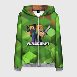Толстовка 3D на молнии мужская MINECRAFT, цвет: 3D-меланж