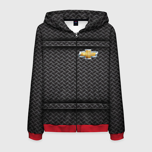 Мужская толстовка на молнии CHEVROLET / 3D-Красный – фото 1