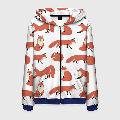 Мужская толстовка на молнии Лисий хвост / 3D-Синий – фото 1