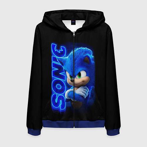 Мужская толстовка на молнии SONIC / 3D-Синий – фото 1