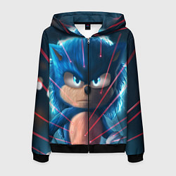 Толстовка 3D на молнии мужская SONIC, цвет: 3D-черный