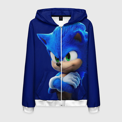 Мужская толстовка на молнии SONIC / 3D-Белый – фото 1