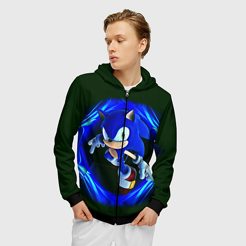 Мужская толстовка на молнии SONIC / 3D-Черный – фото 3