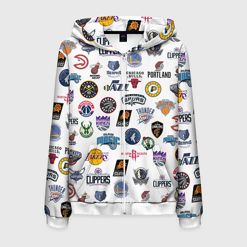 Мужская толстовка на молнии NBA Pattern / 3D-Белый – фото 1