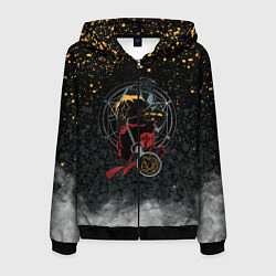 Толстовка 3D на молнии мужская Стальной алхимик, цвет: 3D-черный