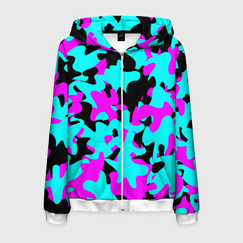 Мужская толстовка на молнии Modern Camouflage / 3D-Белый – фото 1