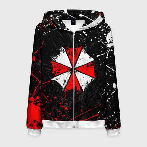 Мужская толстовка на молнии RESIDENT EVIL UMBRELLA / 3D-Белый – фото 1