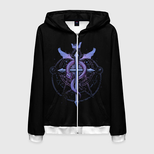 Мужская толстовка на молнии Стальной алхимик / 3D-Белый – фото 1