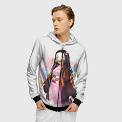 Толстовка 3D на молнии мужская KIMETSU NO YAIBA, цвет: 3D-черный — фото 2