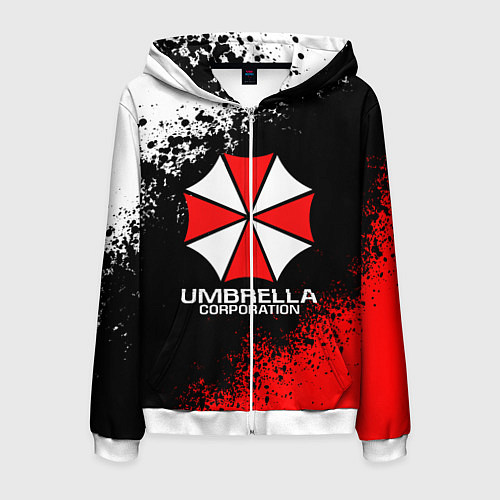 Мужская толстовка на молнии RESIDENT EVIL UMBRELLA / 3D-Белый – фото 1