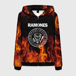 Толстовка 3D на молнии мужская Ramones, цвет: 3D-черный