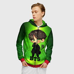 Толстовка 3D на молнии мужская BTS, цвет: 3D-красный — фото 2