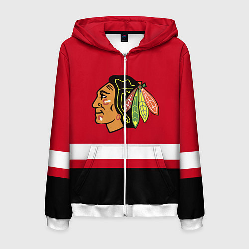 Мужская толстовка на молнии Chicago Blackhawks / 3D-Белый – фото 1