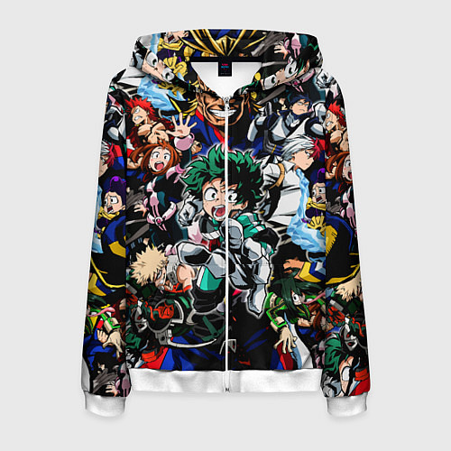 Мужская толстовка на молнии Моя геройская академия / 3D-Белый – фото 1