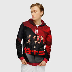 Толстовка 3D на молнии мужская BTS, цвет: 3D-красный — фото 2