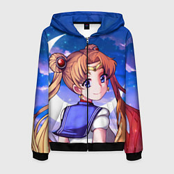 Толстовка 3D на молнии мужская SAILOR MOON, цвет: 3D-черный