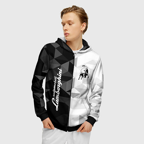 Мужская толстовка на молнии Lamborghini / 3D-Черный – фото 3