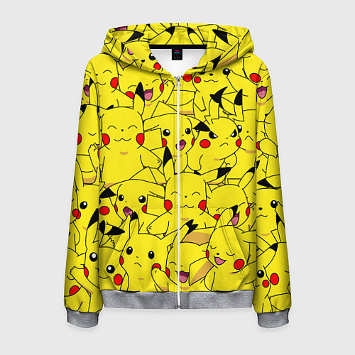 Мужская толстовка на молнии ПИКАЧУ / 3D-Меланж – фото 1