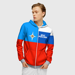 Толстовка 3D на молнии мужская Флаг МЧС России, цвет: 3D-меланж — фото 2