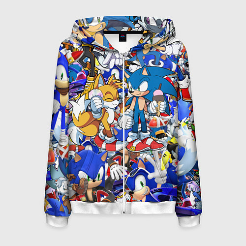 Мужская толстовка на молнии SONIC PATTERN / 3D-Белый – фото 1