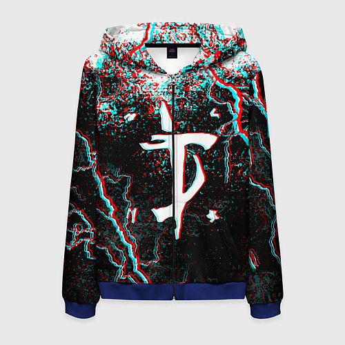 Мужская толстовка на молнии DOOM ETERNAL GLITCH / 3D-Синий – фото 1