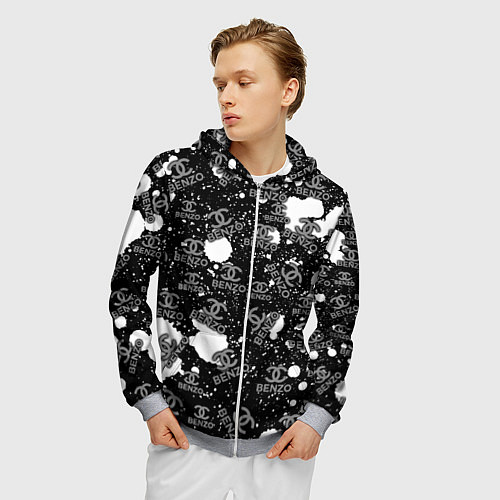 Мужская толстовка на молнии Benzo Gang - Big Baby Tape / 3D-Меланж – фото 3