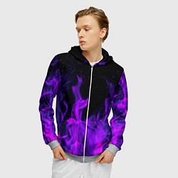 Толстовка 3D на молнии мужская ФИОЛЕТОВЫЙ ОГОНЬ, цвет: 3D-меланж — фото 2
