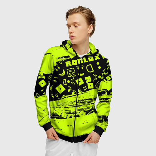 Мужская толстовка на молнии Roblox / 3D-Черный – фото 3