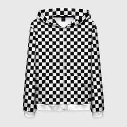 Толстовка 3D на молнии мужская Шахматка мелкая, цвет: 3D-белый