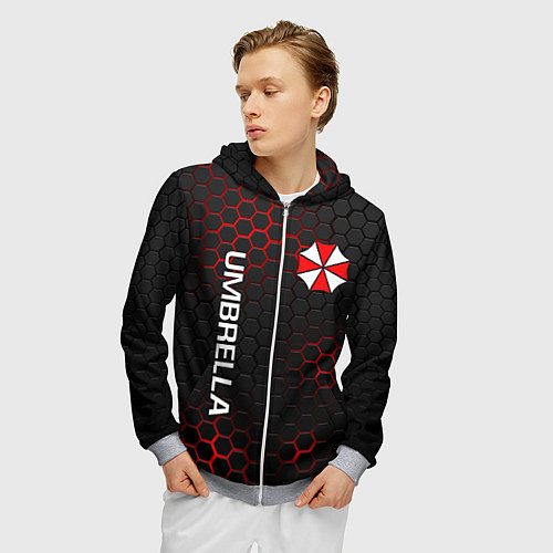 Мужская толстовка на молнии UMBRELLA CORP / 3D-Меланж – фото 3