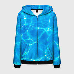 Толстовка 3D на молнии мужская Вода, цвет: 3D-черный