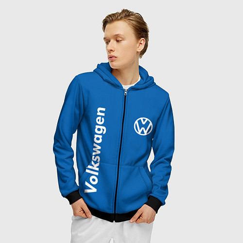 Мужская толстовка на молнии Volkswagen / 3D-Черный – фото 3