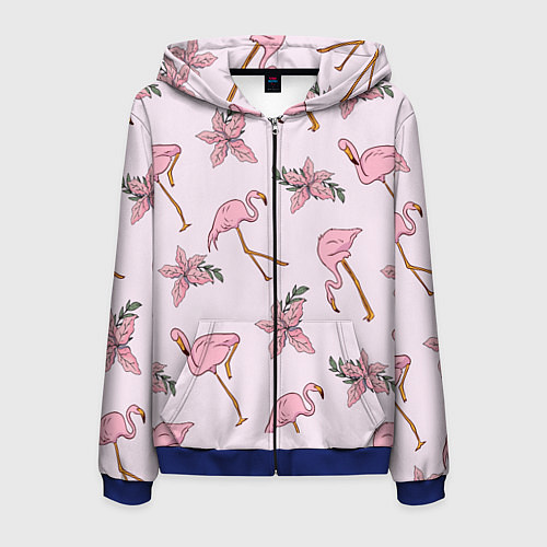 Мужская толстовка на молнии Розовый фламинго / 3D-Синий – фото 1