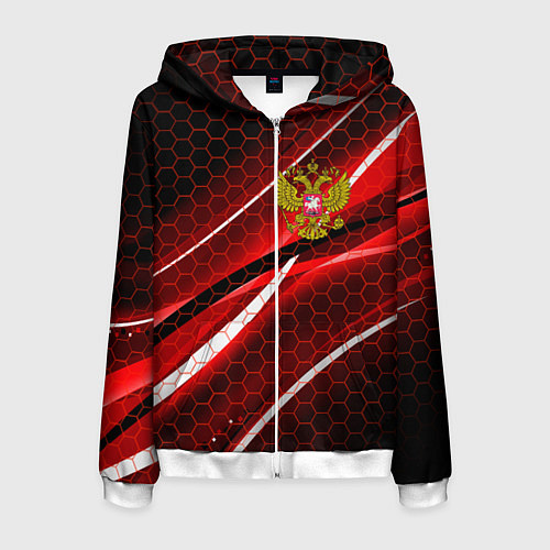 Мужская толстовка на молнии РОССИЯ / 3D-Белый – фото 1