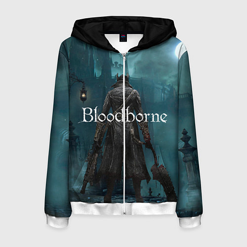 Мужская толстовка на молнии Bloodborne / 3D-Белый – фото 1