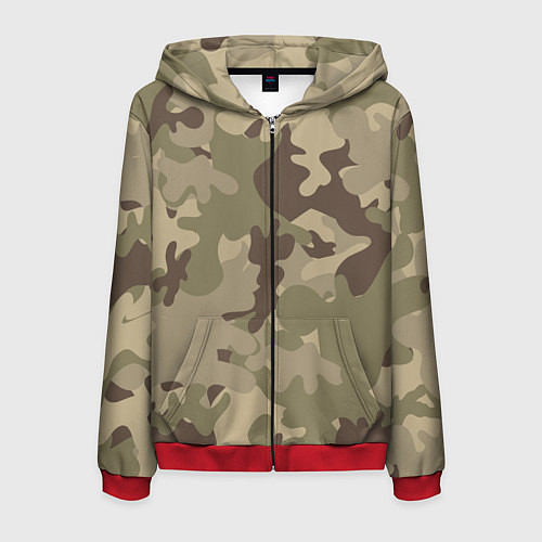 Мужская толстовка на молнии КАМУФЛЯЖ / 3D-Красный – фото 1