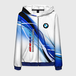 Толстовка 3D на молнии мужская BMW волны - blue-white, цвет: 3D-синий