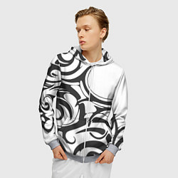 Толстовка 3D на молнии мужская Узоры, цвет: 3D-меланж — фото 2