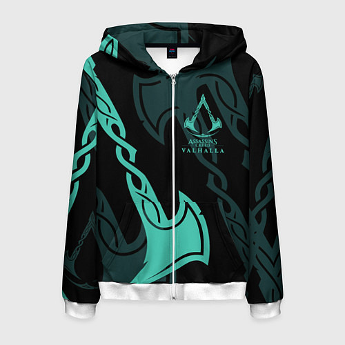 Мужская толстовка на молнии ASSASSINS CREED VALHALLA / 3D-Белый – фото 1