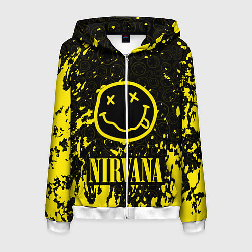 Мужская толстовка на молнии NIRVANA / 3D-Белый – фото 1