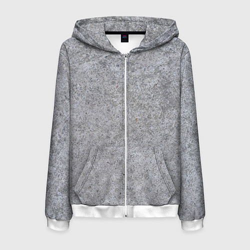 Мужская толстовка на молнии Серый бетон / 3D-Белый – фото 1