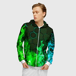 Толстовка 3D на молнии мужская Fire, цвет: 3D-белый — фото 2