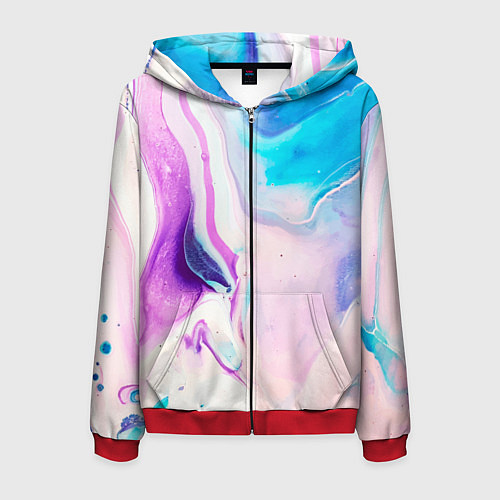 Мужская толстовка на молнии Акварельные разводы / 3D-Красный – фото 1