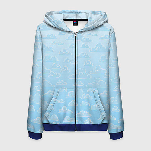 Мужская толстовка на молнии Очень светлые голубые облака / 3D-Синий – фото 1